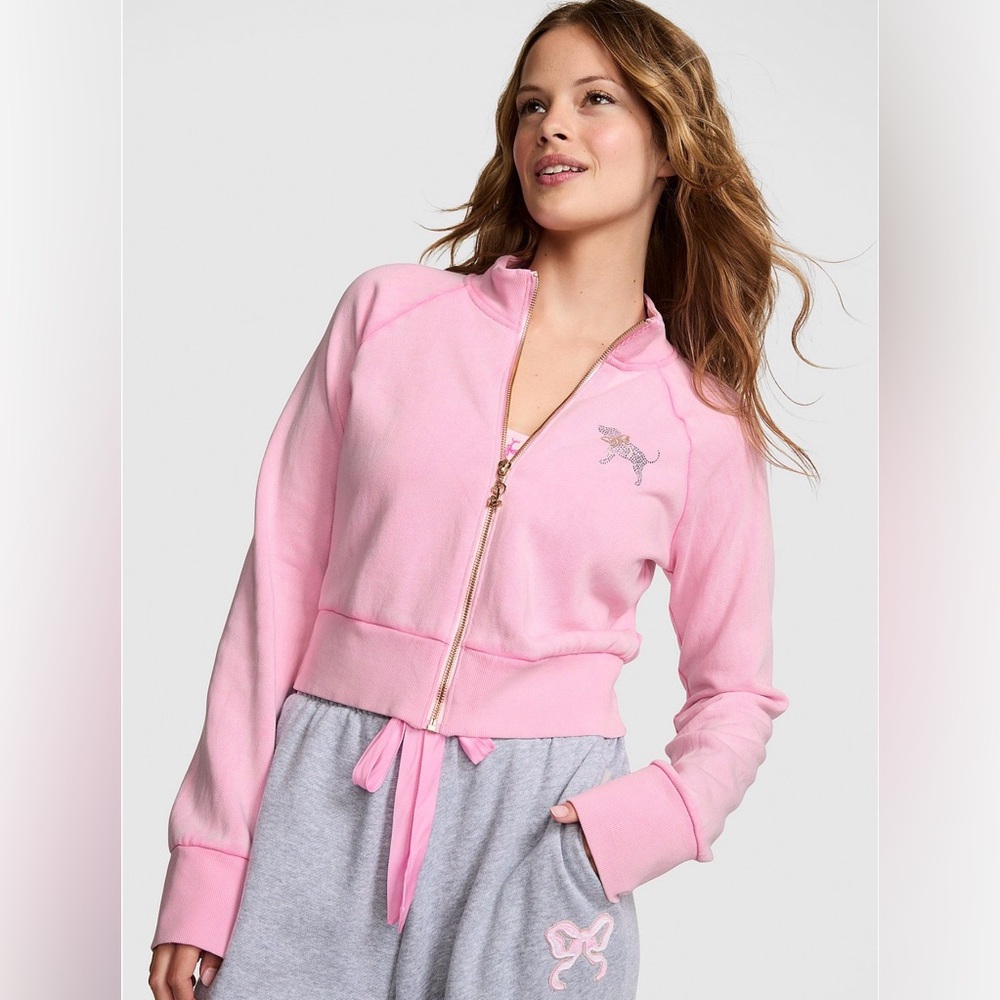 PINK x LoveShackFancy Reissued Full-Zip Pink Lollipop